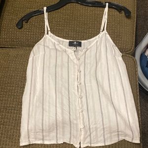 7 For All Mankind blue and white tank